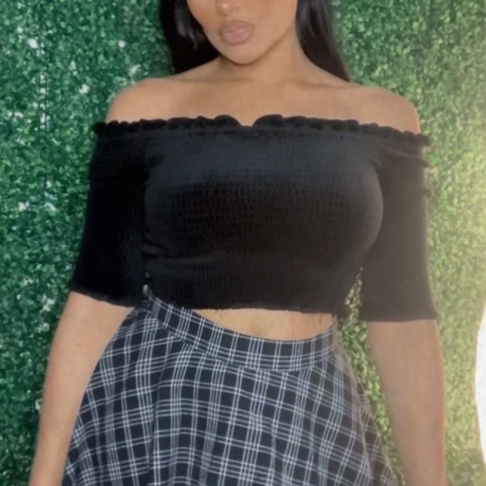Black velvet crop top